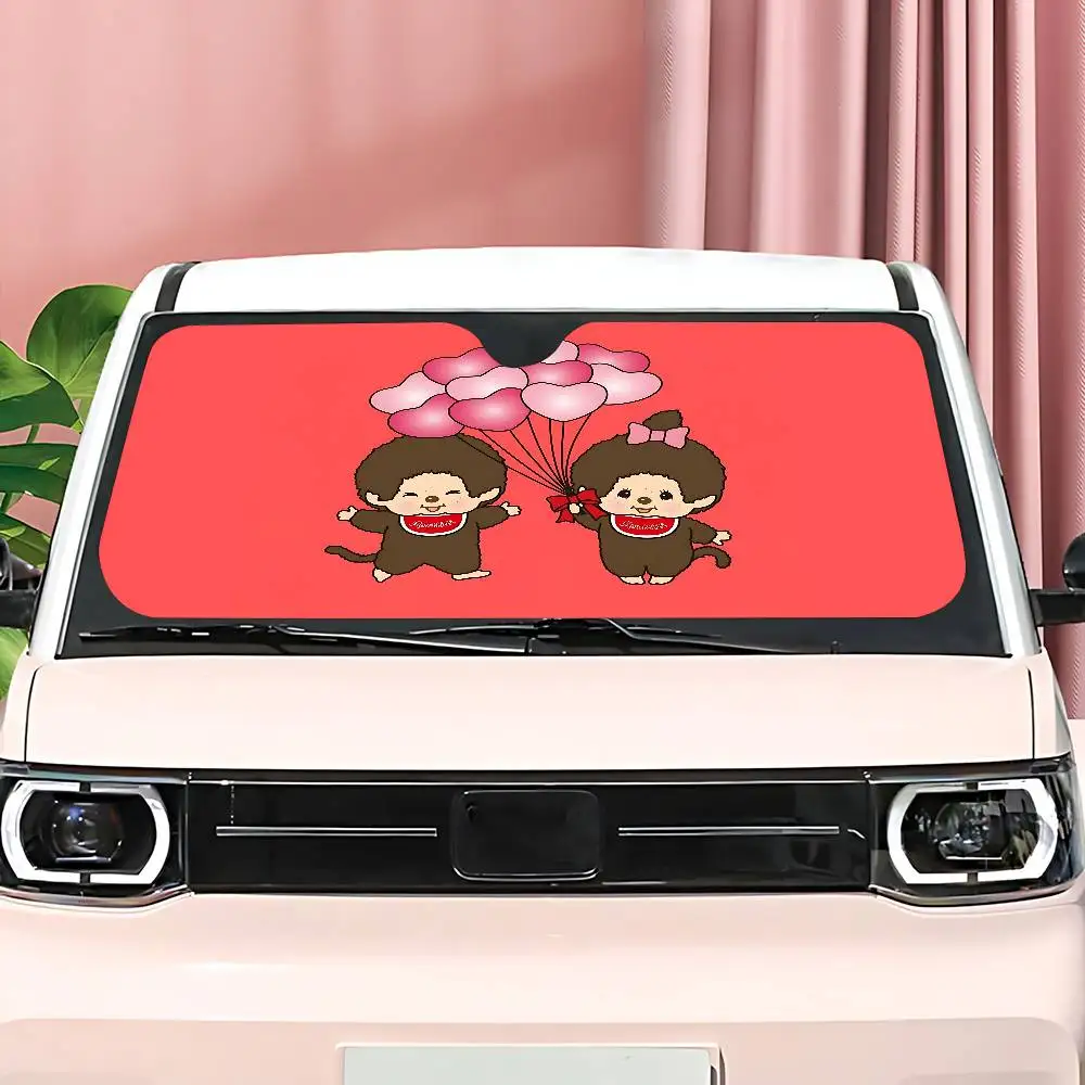 أنيمي M-Monchhichi-S زجاج سيارة الشمس الظل طوي سيارة الجبهة يغطي مظلة السيارة لملحقات السيارات كتل الأشعة فوق البنفسجية