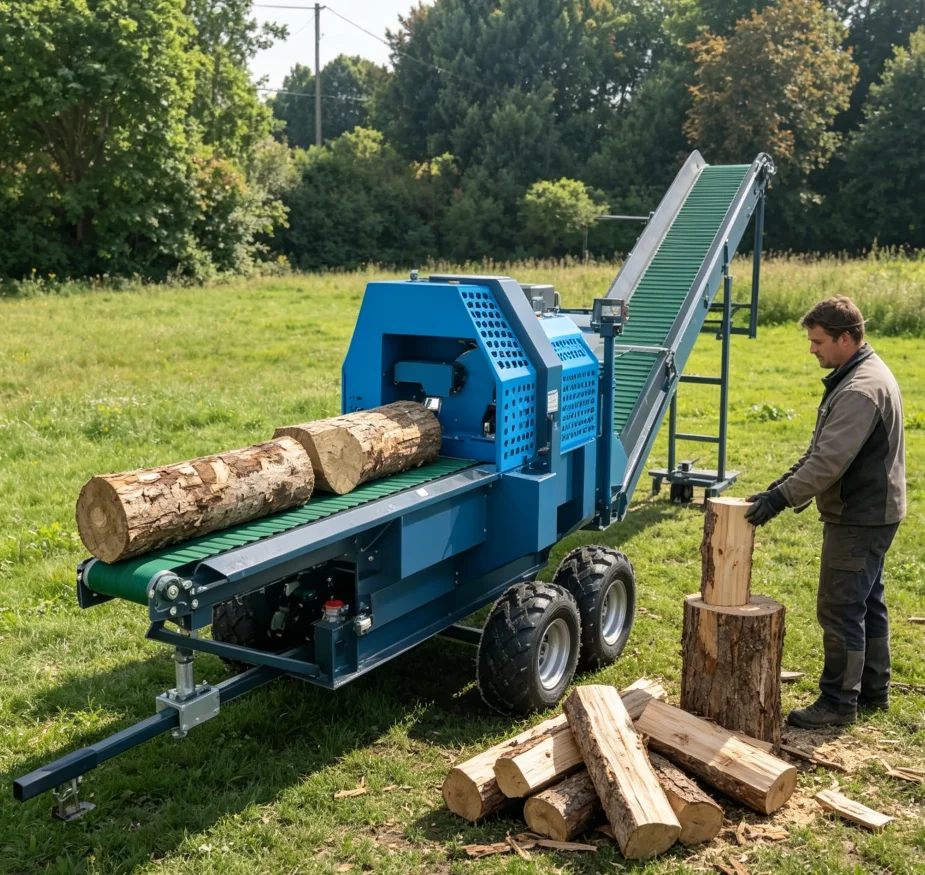 Heavy Duty 45 ton Firewood Cutting and Splitting Machine Firewood Processor Hydraulic Wood Log Splitter