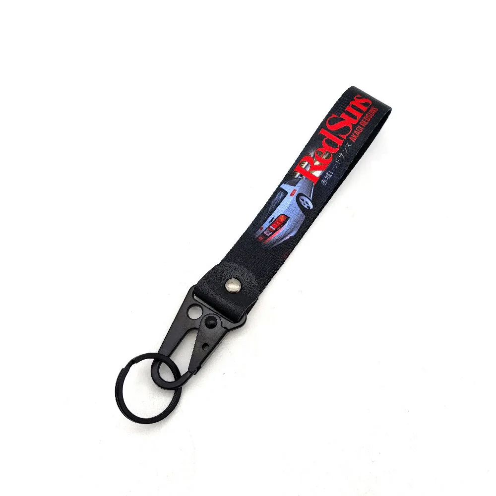 Initial D Car Keychain Nylon JDM Style Gift Lanyard Keyring Auto Key Steel Spring Clip Key Starp Key Pendant view 3