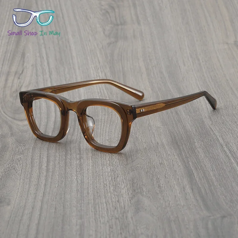 Vintage Handcrafted Designer Women's Tawny Round Wood Near-vision Frame Personality Men's Anti-blue Light Optical Frame