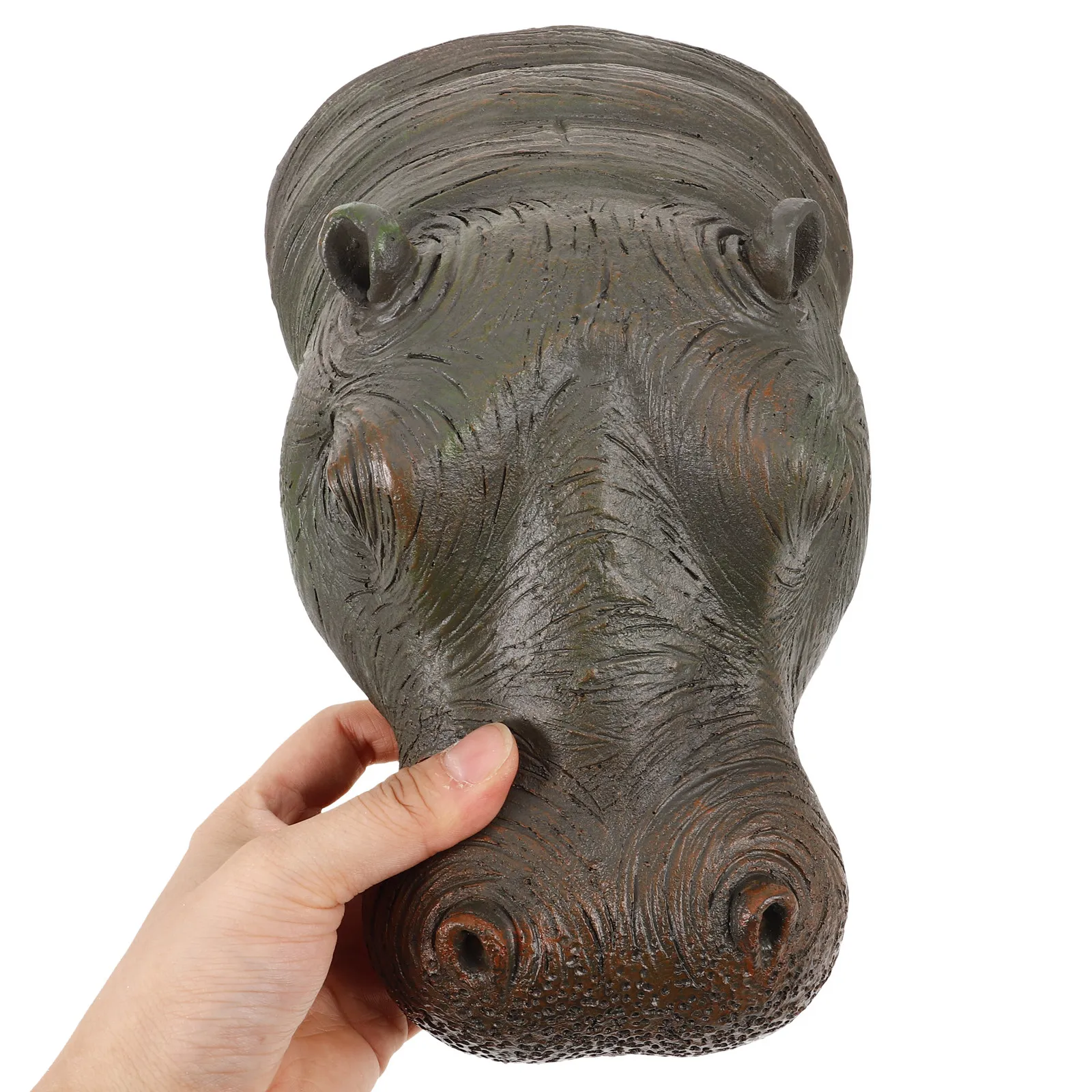 Resin Floating Hippo Head Pond Decor Simulation Compact Size Lightweight Floating Hippo Head Ornament Garden Pond Patio Lawn