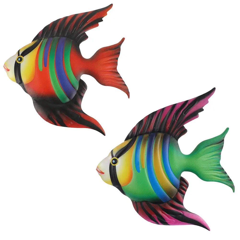 

2 Pcs Fish Wall Hanging Ornament Rustic Decoration Retro Decorations Garden Home