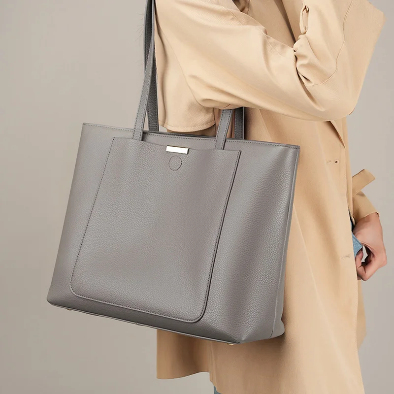 Ladies\' Luxury Genuine Leather Tote Bags Large Capacity Women Commute Shoulder Bags Fashion Female Square Handbag Hot Sale 2023