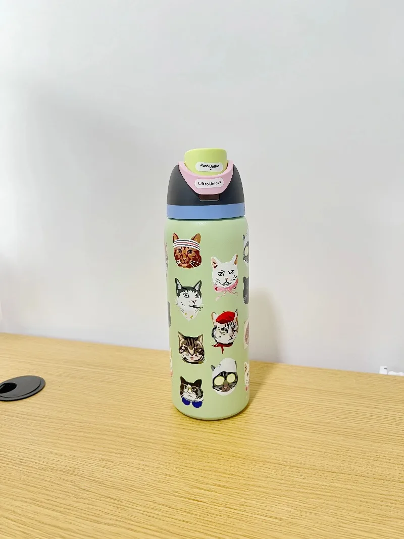 

O---Wa 32oz Stainless Steel Thermos Cup Cold Water Bottle Straw Cup Latest Color Water Bottle Sports Water Can Hold Ice Cube