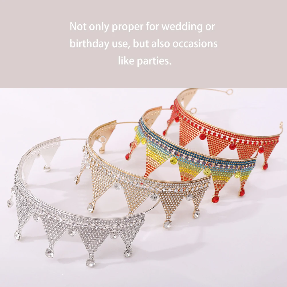 

Rainbow Crown Bridal Hair Hoop Elegant Wedding Headwear Birthday Party Accessories Long Lasting Use Quartz Design
