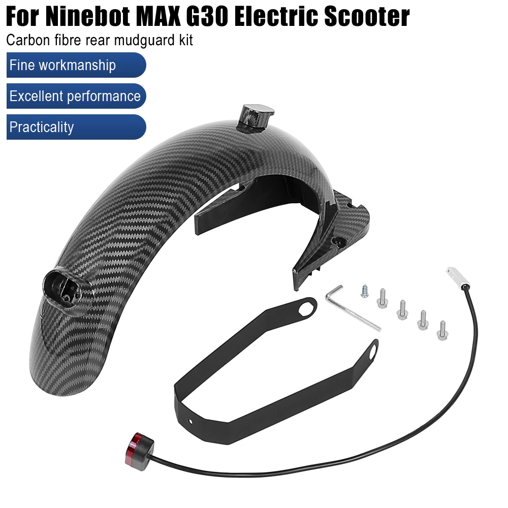 Carbon-Faser Hinten Kotflügel Rücklicht Halterung für Segway Ninebot Max G30 E-Scooter Reifen Spritzschutz Ersatz Zubehör teile – Detail 1