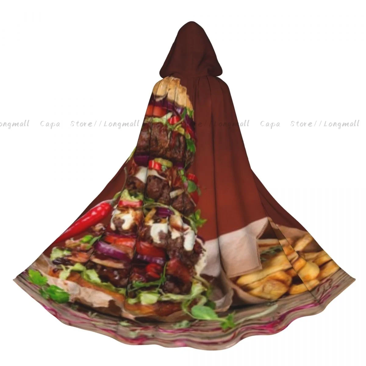 

Средневековые костюмы для косплея, вкусный гамбургер, плащ с капюшоном, накидки, длинные халаты, куртки, пальто, карнавал