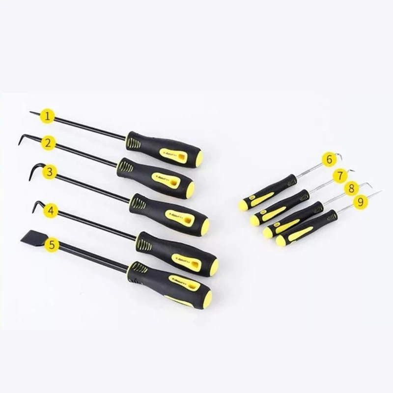 9Pieces Long and Short Hook Set, Hose Removal Hook Set, Car Hook, Oil Seal Puller, O-Ring Hook, Vacuum Hoses Trim Dropship