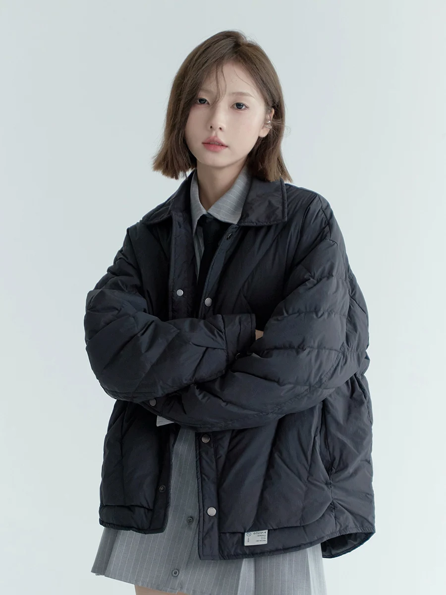 

Женское легкое зимнее пальто Puffer Jaet, однотонное легкое зимнее пальто с отложным воротником, верхняя одежда на белом пуху, одежда для поездок на работу