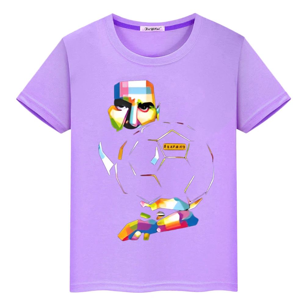 Messi avatar 100% bawełniana koszulka casualowe krótkie chłopięce urocze bluzki y2k jednoczęściowa piłka nożna z nadrukiem Kawaii anime Tees kids clothes girls