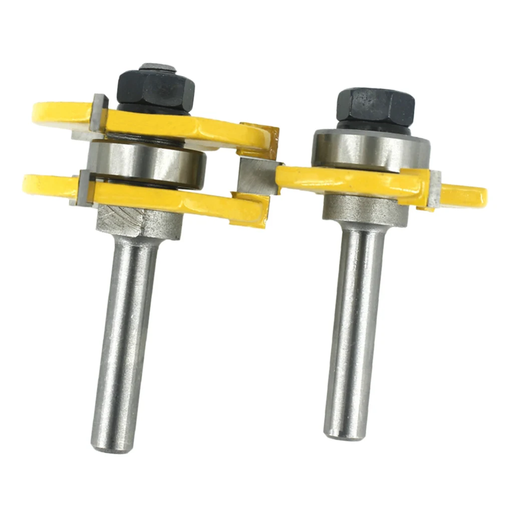 Tongue and Groove Router Bit 8mm Shank Milling Cutter Set T Shape Slot for Woodworking Frames Particle Board Joint Craft