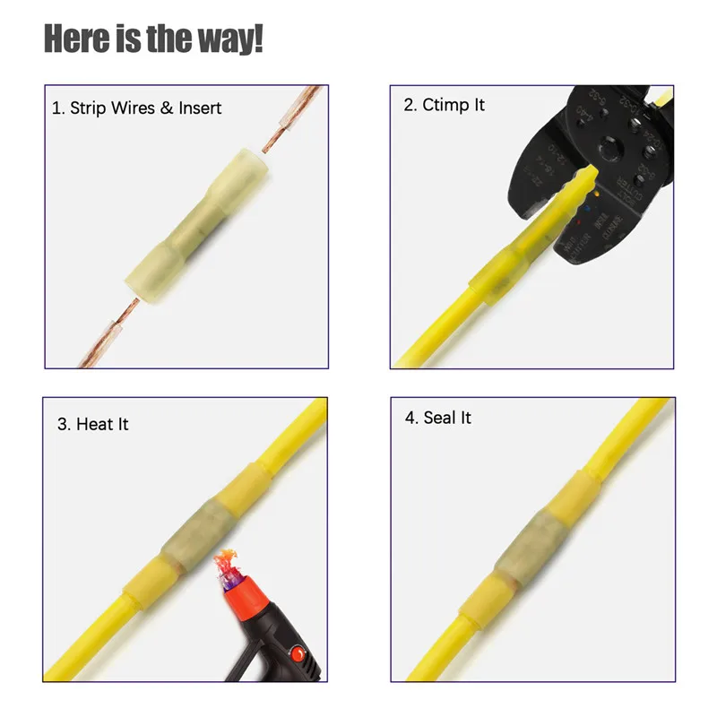 Dropshipping 10/20/25/50/100pcs Heat Shrink Connectors Insulated Waterproof Crimp Terminals Seal Butt Electrical Wire 22-18 AWG