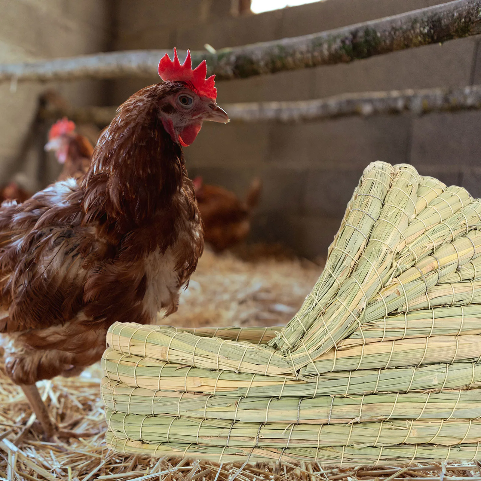 

Chicken Coop Woven Nest Slipper Design Straw Natural Material Comfortable Secure Chicken Laying Nest Straw Woven Bed