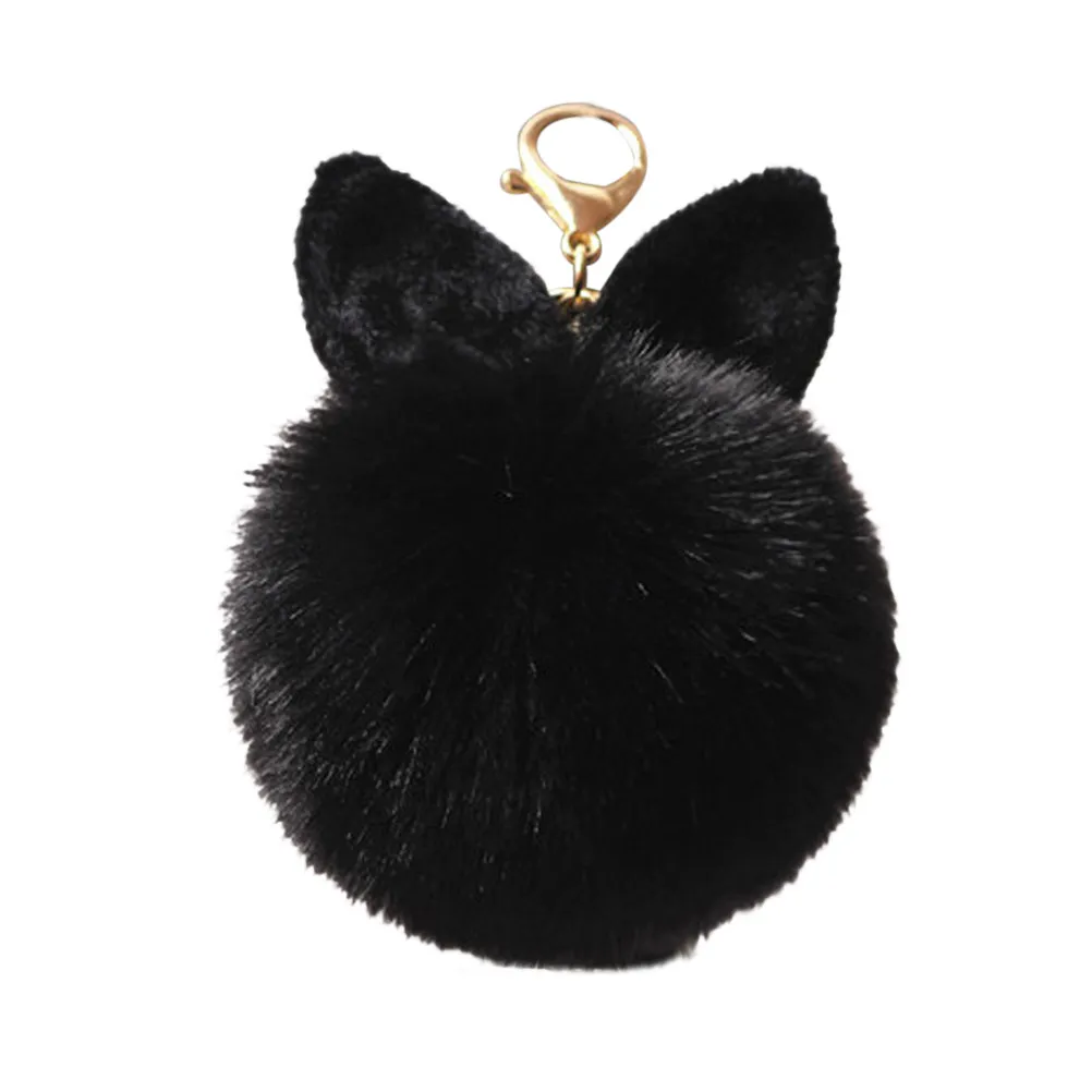 

Pom Pom Keychain Rabbit Ear Design Handbag Charm Key Ring for Women Girls 10-12Cm Soft Touch Bag Pendant Gift Accessory