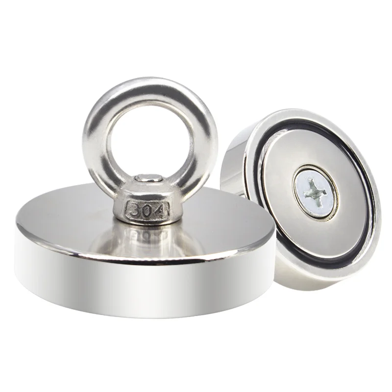 

5pcs Super Strong Neodymium Fishing Magnets Heavy Duty imanes Magnet with Countersunk Hole Eyebolt for Salvage Magnetic Fishing