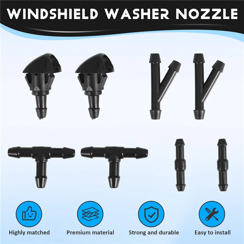 

Adjustable DUAL Holewindshield Washer Nozzle Set 2 Meters Fluid Hose With 6 Pcs Connector For HONDA 76810-S10-A02-X59A