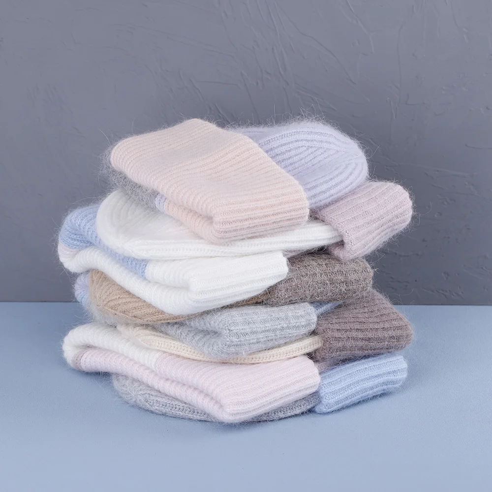 2023 Kaninchenfell-Wintermütze für Damen, Mützen, weich, warm, flauschig, rosa Farbe, Angora-Strickmütze, Skullies-Mützen zum kostenlosen Versand – Detail 3