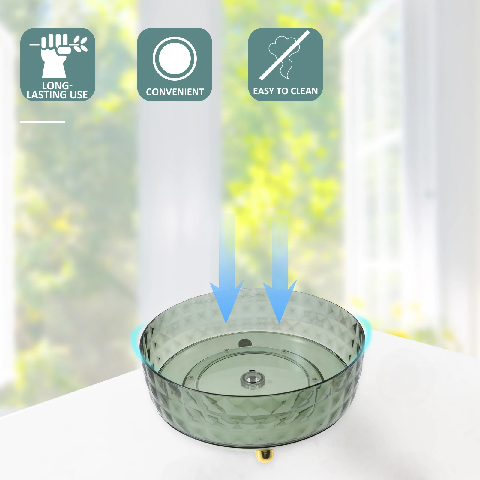 

Прозрачный вращающийся поднос с бриллиантами для кухонного стола, вращающийся держатель для приправ, парфюмерный уход за кожей, венайзер, подставка для специй