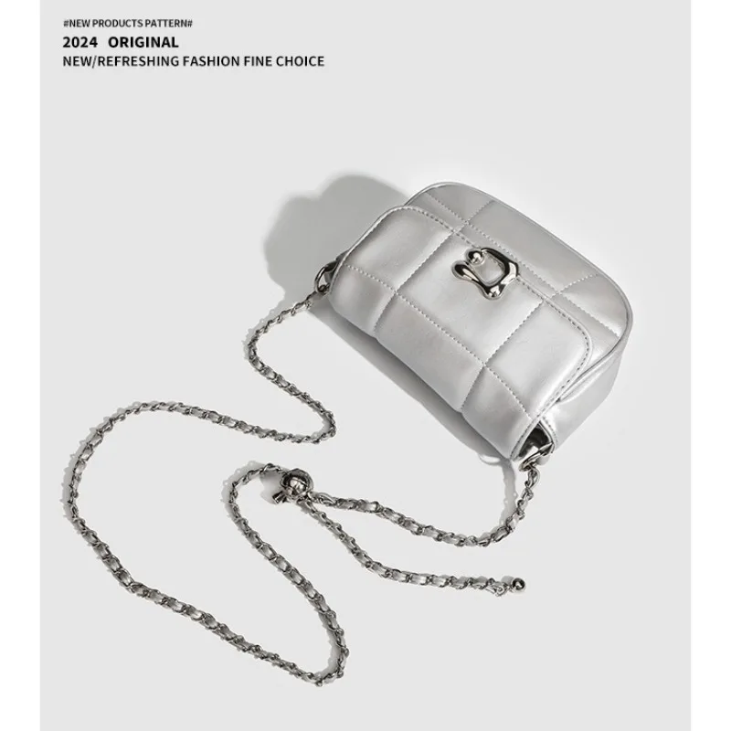 2025 nicho sênior sentido de corrente saco moda ombro único crossbody saco pequeno vento perfumado diamante treliça pequenos sacos