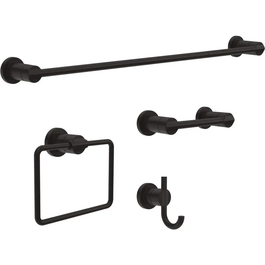 

Nicoli 4Pack Bathroom Set Matte Black 18 Towel Rack, Toilet Paper Holder, Hand Towel Holder, Towel Hook Bathroom Accessory Set T