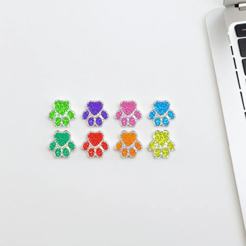 

2 Rolls Colorful Glitter Dog Paw Stickers Self-Adhesive Mini Paw Print Cutouts for Craft Scrapbook Incentive Chart Labels