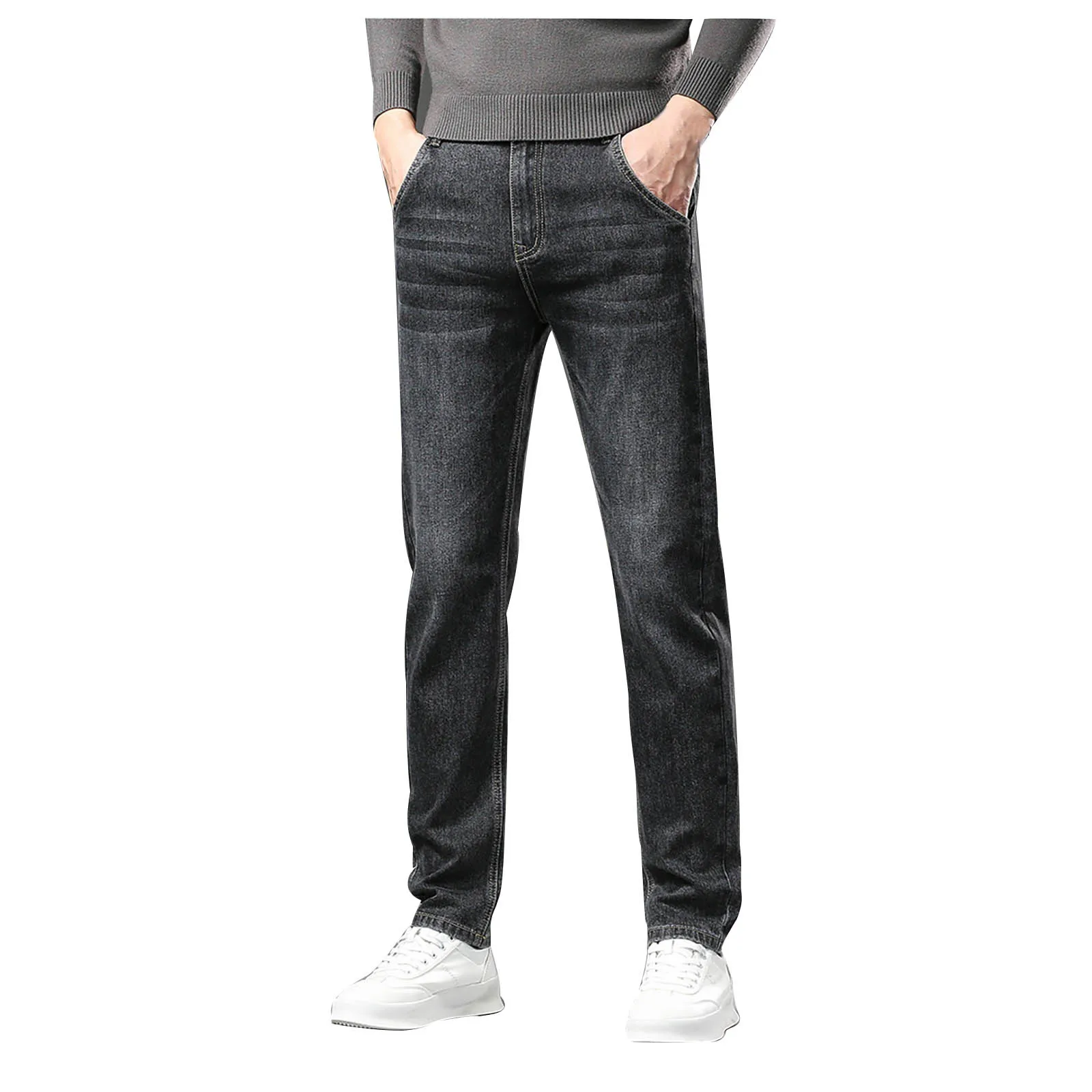 Men's Winter Casual Jeans Outdoor Velvet Denim Pants Men Jean Big And Tall