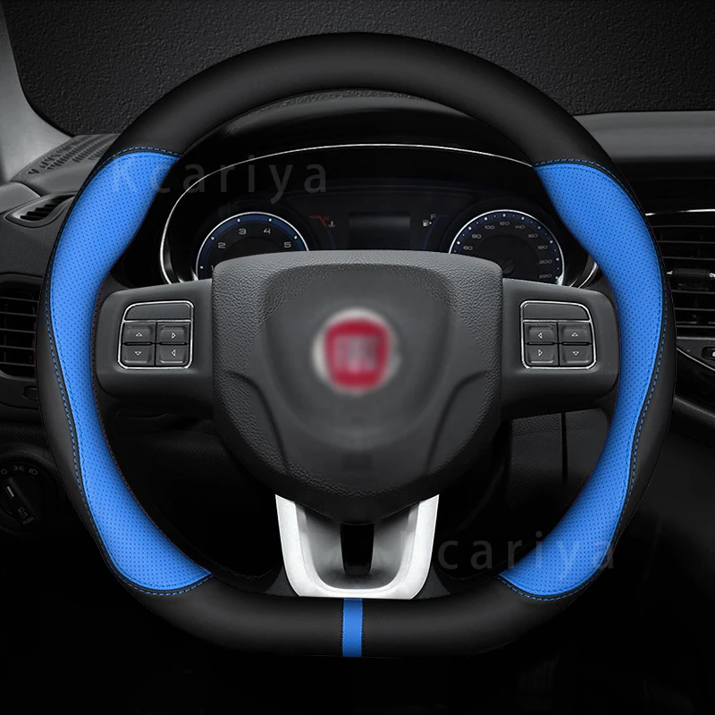 Car Steering Wheel Protective Cover Anti Slip Embossed For Fiat 500 Punto Panda Doblo Stilo Bravo Freemont Ducato FR Abarth Argo