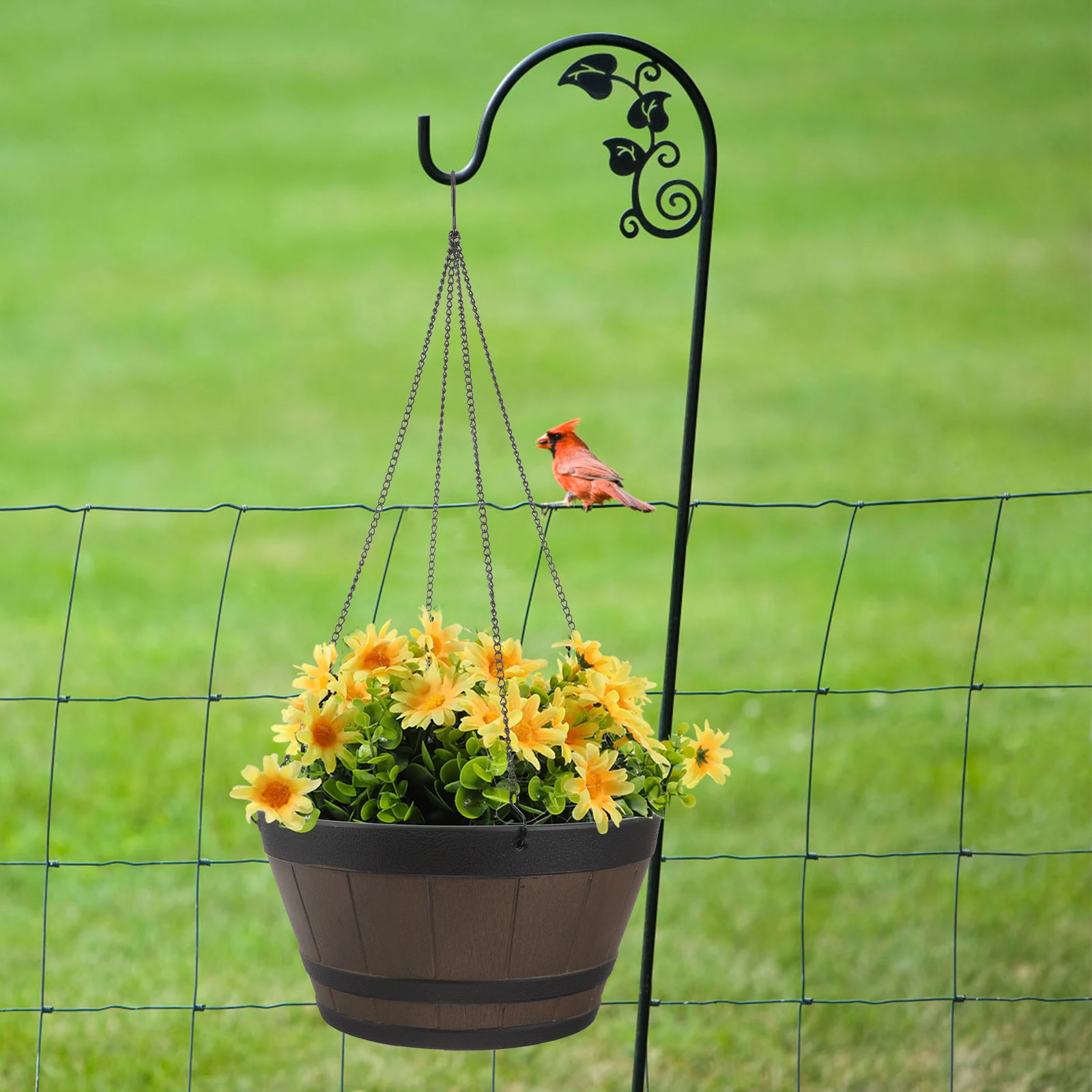 

12 Inch Durable Hanging Flower Planter Resin Basket Ideal For Indoor Outdoor Plant Decoration