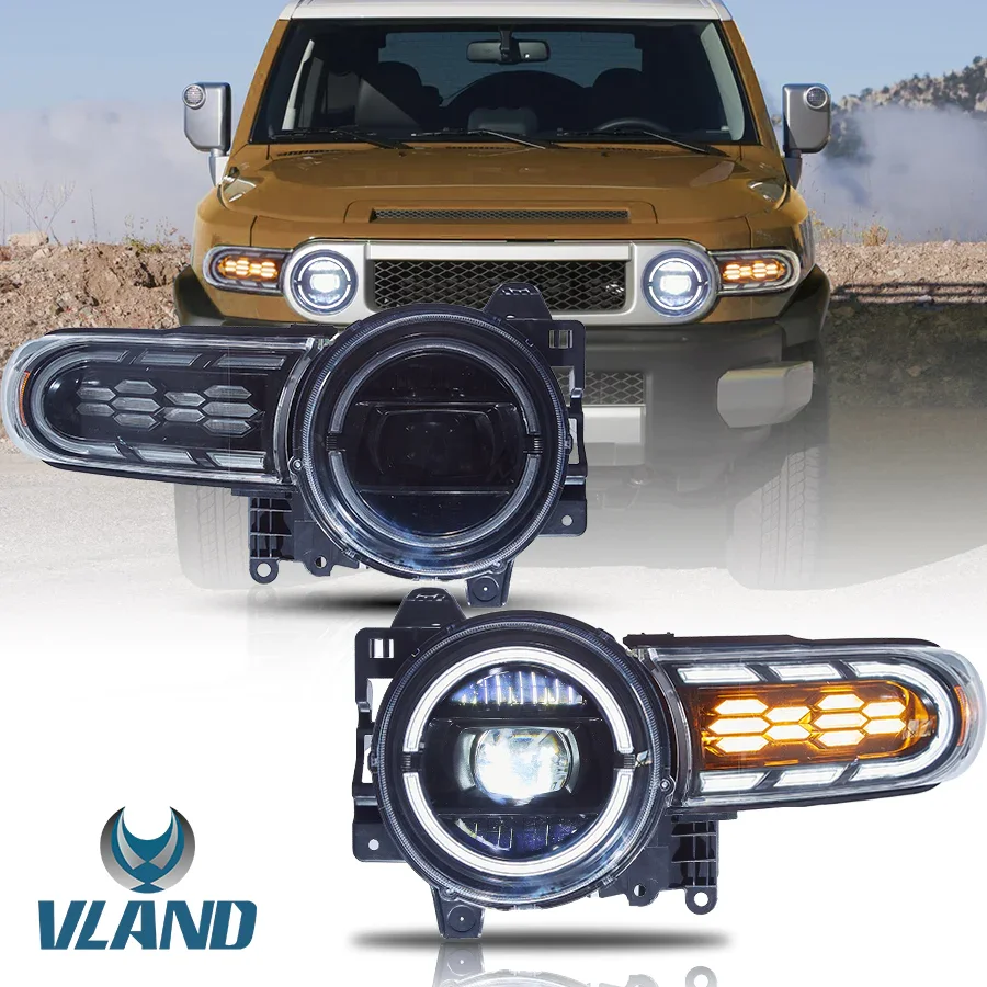 ull Led Dual Beam Headlights Compatible With Toyota FJ Cruiser 2007-2023 1St Gen With Sequential Dynamic Turn Signal