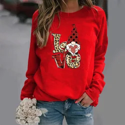 Crew-neck Hoodie Christmas Letter Printing New European and American Valentine's Day Hot Sales Streetwear Women  Sweatshirts