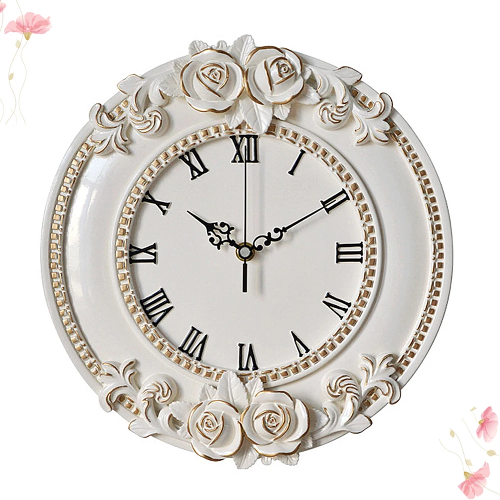 

1Pcs Artistic Resin Silent Decorative Wall Clock Creative Flower Pattern Hanging Clock for Bedroom Living Room