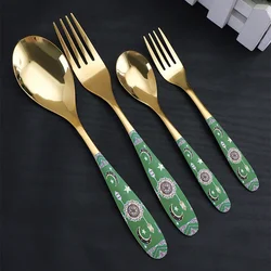 Ramadan stainless steel tableware spoon and fork dessert spoon cake spoon fork  gift cutlery set kitchen accessories