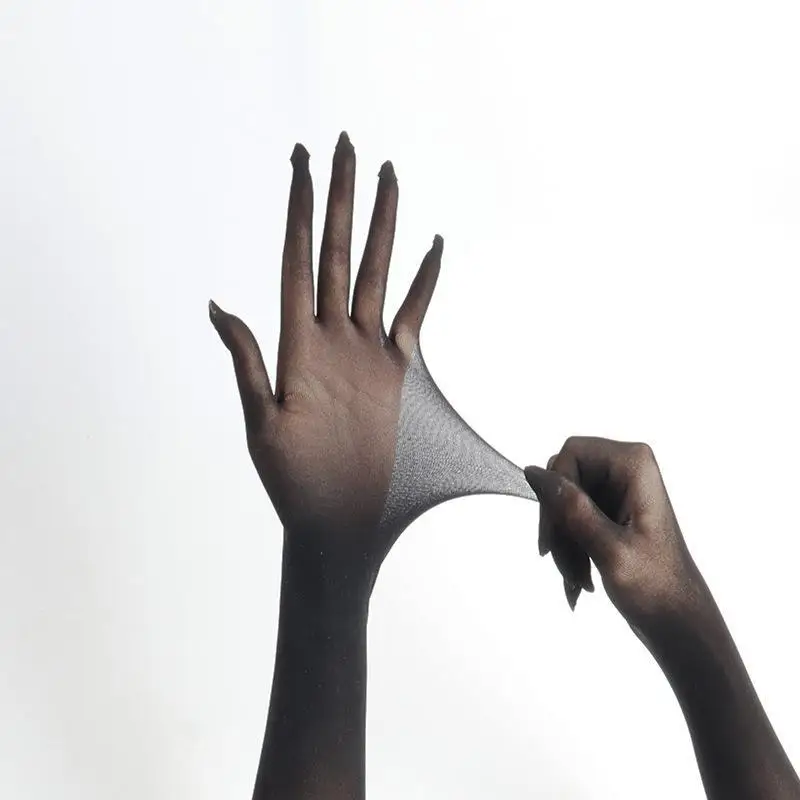 1 Paar hochelastische, enge Strumpfhandschuhe aus festem Nylon, ultradünn, nahtlos, sexy Handschuhe, lang, Sonnenschutz für Frauen, Tanzparty – Detail 11