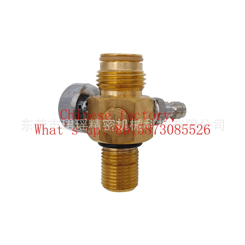 HPA tank inflation top needle valve G1/2-14 to 5/8-18UNF with male head and 5PSI pressure gauge