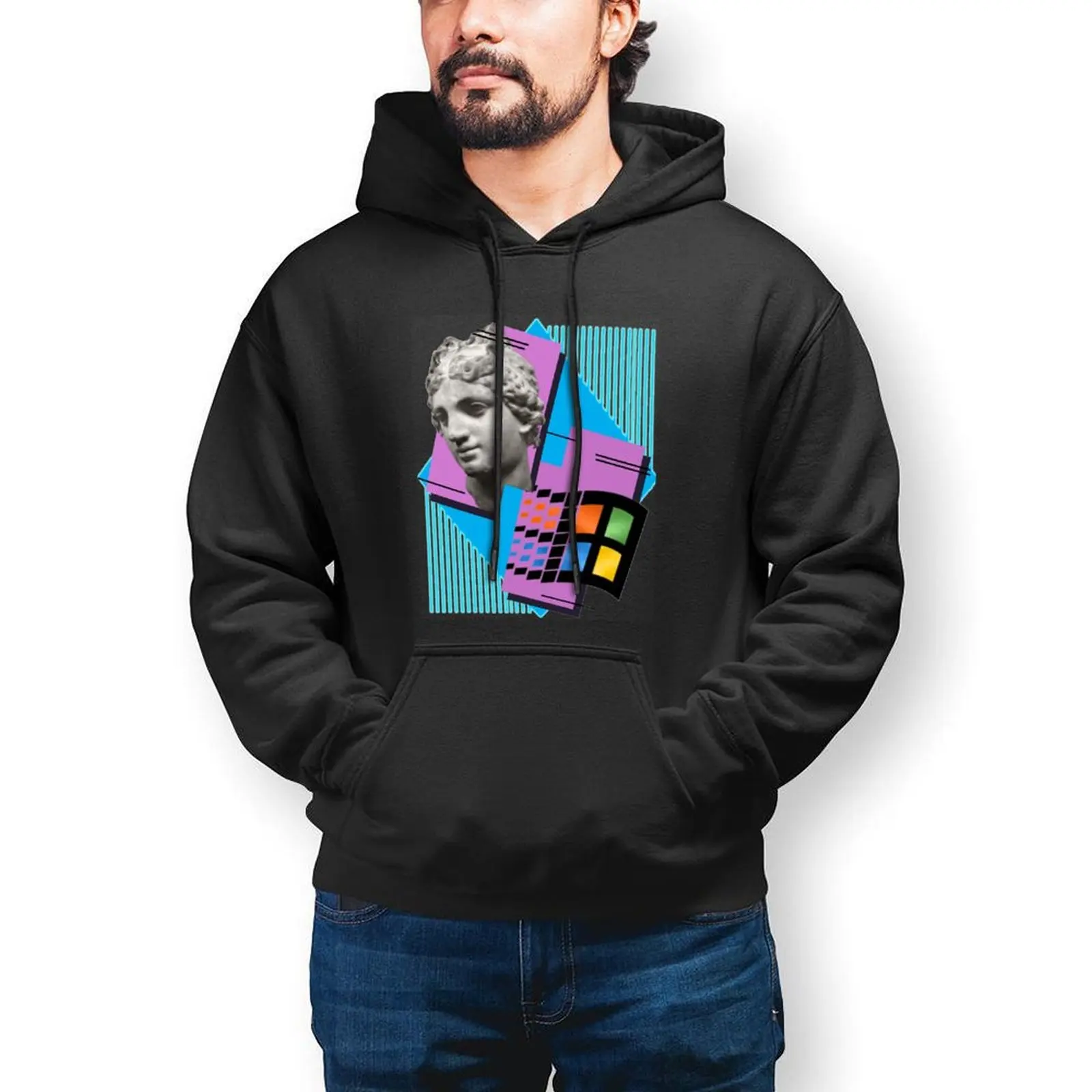 Vaporwave Windows 95 Streetwear Hoodies Autumn 1995 Retro Music Retro Pullover Hoodie Men Oversize Loose Cotton Sweatshirts