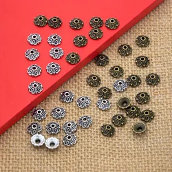 20Gram(50pcs±) Filigree Bead Caps y2k 9X9mm Antique Silver/Bronze Heart Pattern Alloy End Caps for Jewelry Making L1042