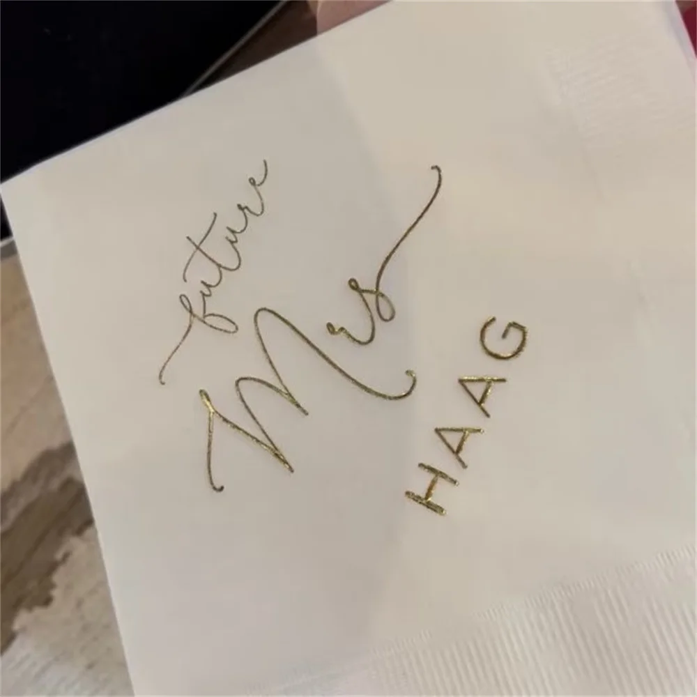 50PCS Personalized Napkins Bridal Shower From MISS to MRS Custom Printed Monogram Napkins Personalized Wedding Napkins