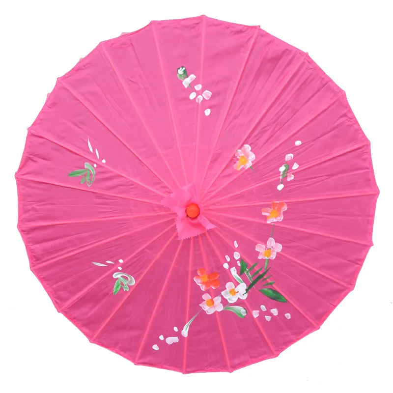 1PCSVintage الحرير الصيني النفط ورقة مظلة زهرة حمراء النفط ورقة مظلة الخيزران مقبض الزفاف ديكور صور المظلة الرقص الدعائم