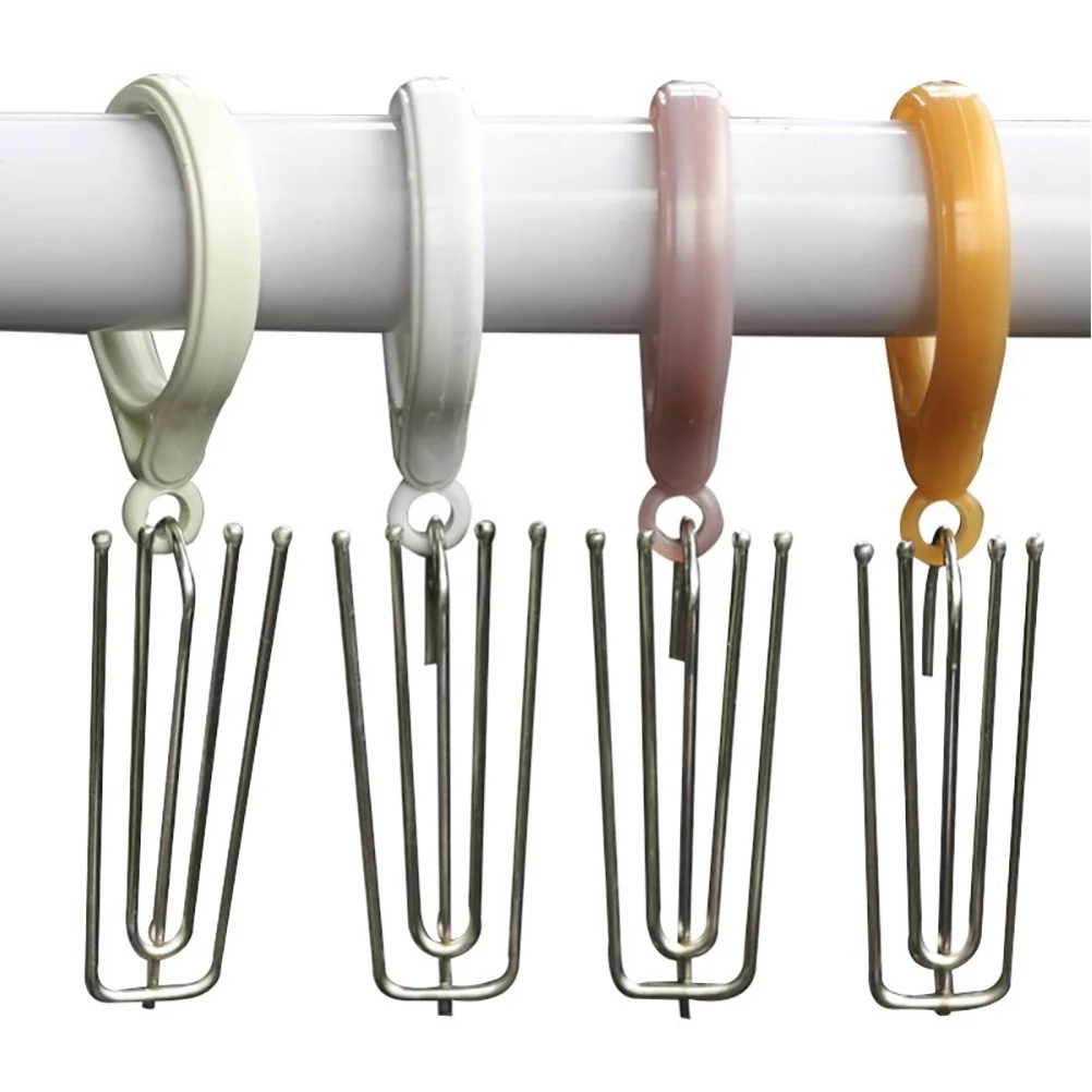

1 Set 4 Prongs Stainless Steel Shower Waterproof Fold Holder For Bathroom Bath Hardware Heavy Duty Sliding Rail Four