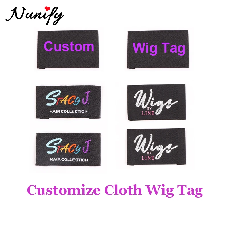 

Custom Sewing Label Logo Or Text For Wig Caps Personalized Brand Fold Hair Tags For Wigs Printing Woven Labels Sew On Label 100