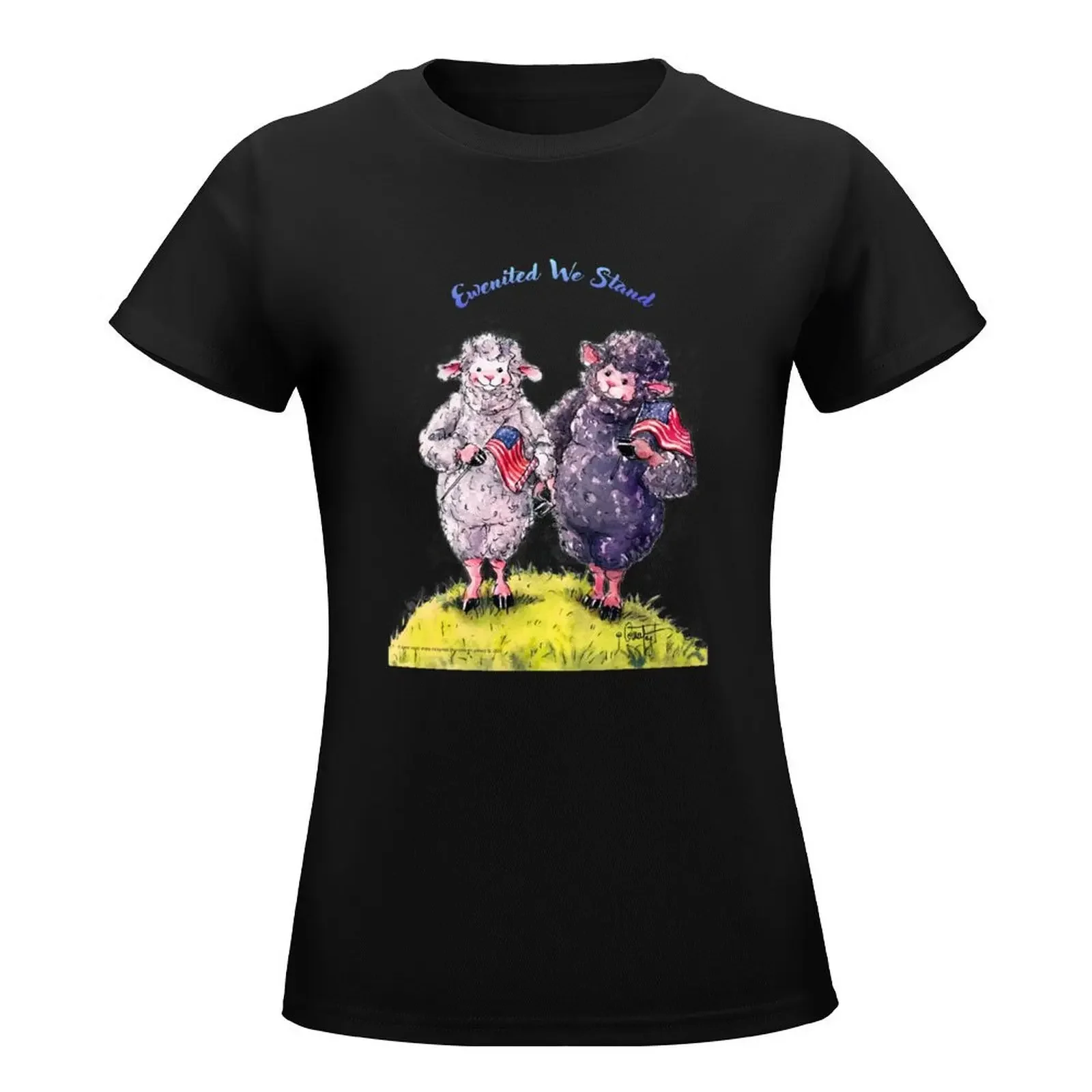 Ewenited We Stand Sheep Incognito 2020 Art T-Shirt graphics summer top plus size tops Women's cotton t-shirt