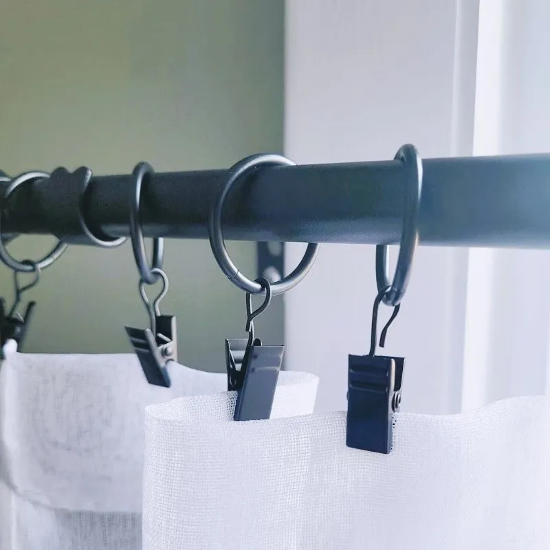 41 pcs 32mm Metal Curtain Hanger Rings, Bathroom Shower Panels, Easy Slide On Rod, Strong Clip Grip, Multipurpose view 5