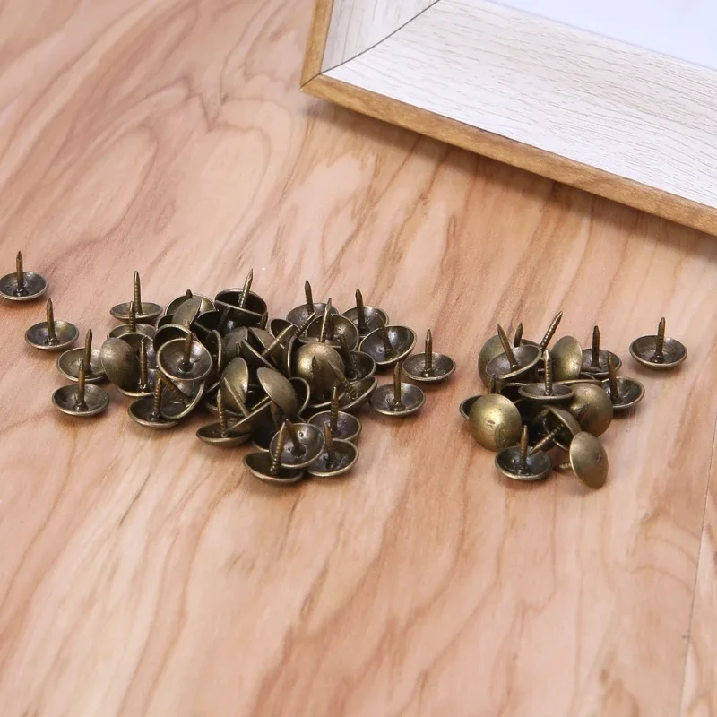 100pcs Antique Brass Bronze Upholstery Nails Jewelry Gift Wine Case Box Sofa Decorative Tack Stud Pushpin Doornail Hardware