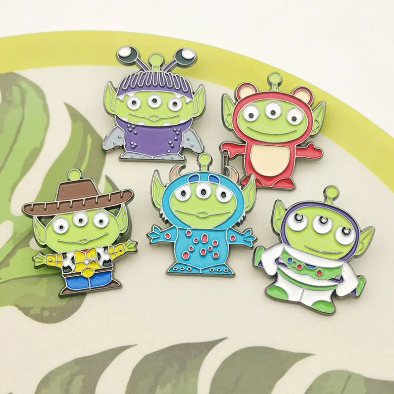 Disney Toy Story Aliens Enamel Pins Alien Bag Brooch Cartoon Animal Badges Denim Lapel Pin Jewelry Gift for Kids Best Friends