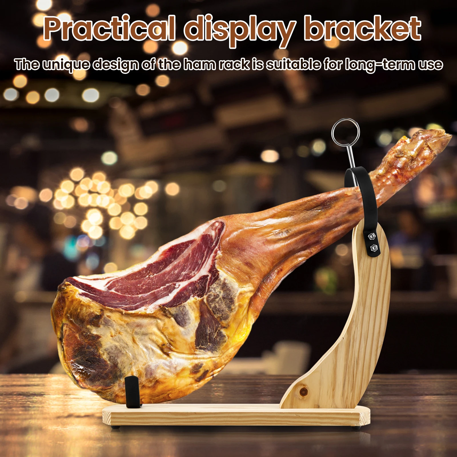 Image 4: 1 support professionnel en bois anti-goutte pour jambon, accessoire de charcuterie, support robuste pour tables de fête, support stable pour la découpe du prosciutto