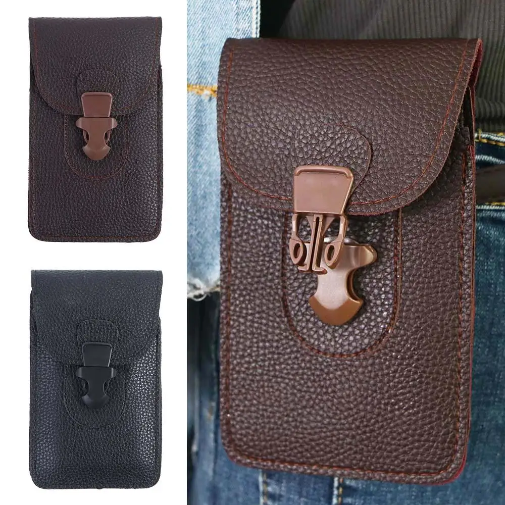 Mode Pu Leder Telefon halter durch Gürtel mehr schicht ige Sport Geldbörse Gürtel tasche Telefon Holster Hüft tasche