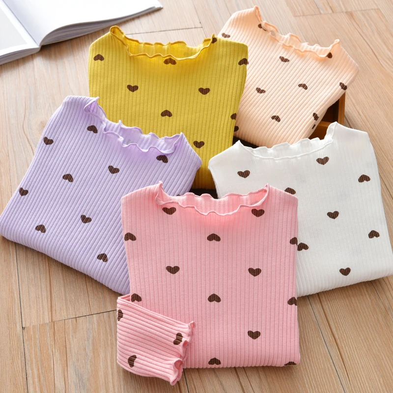 قميص أساسي بنمط حب مطبوع للبنات ، تي شيرت ملابس داخلية للأطفال ، بأكمام طويلة ، توب كاجوال للأطفال ، قطن ، الربيع والخريف #1