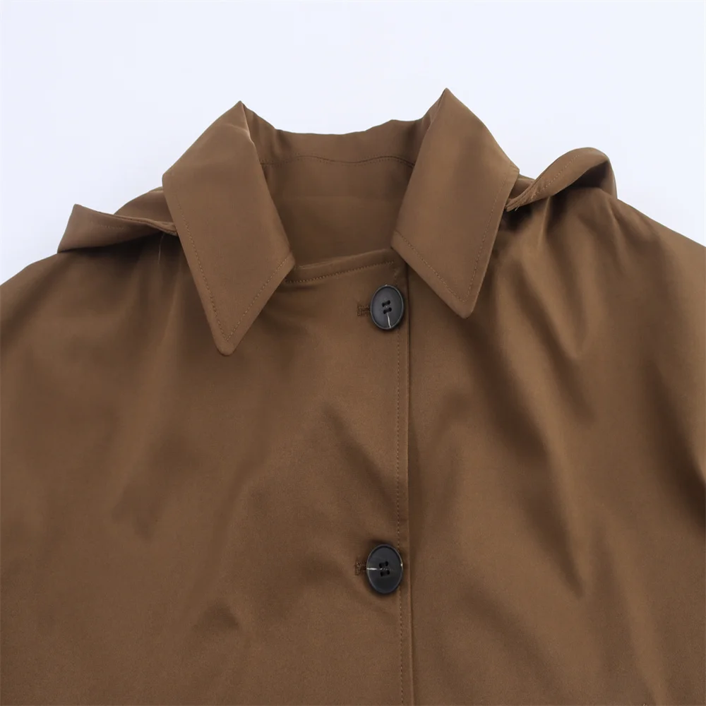 Autumn New European and American Style Hooded Long Sleeved Lapel Jacket Single Breasted Trench Coat Short Jacket 16 Sb212d012e7db4c06a86036c622e5a7a5i