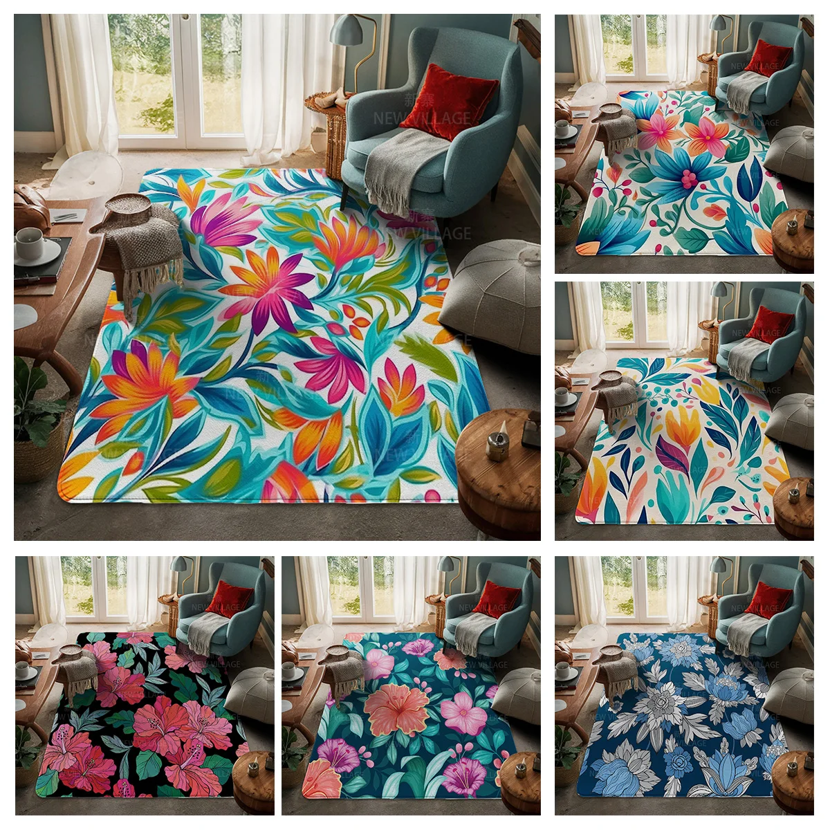House entrance carpet Home door mat Room Bath Foot bathroom non-slip Kitchen water absorption rugs Modern Nordic boho plant