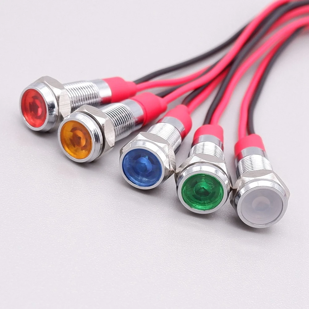 6mm Metal Power Indicator LED Signal Light Mini Indicator Light 3v 6v 12v 24v 110v 220v Red Orange Green Blue White